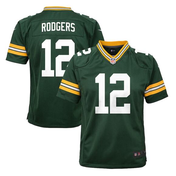 NFL On Field Aaron Rodgers #12 Green Bay Packers Football Jersey Youth Sz Medium - Picture 1 of 8